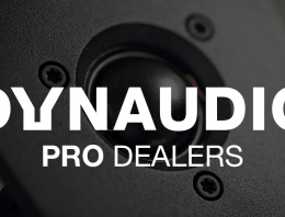 Dynaudio UK Dealers logo over a tweeter