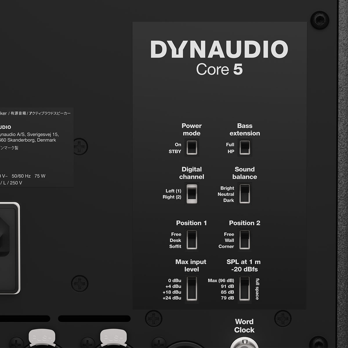 Dynaudio Core 5 studio monitor back panel switches