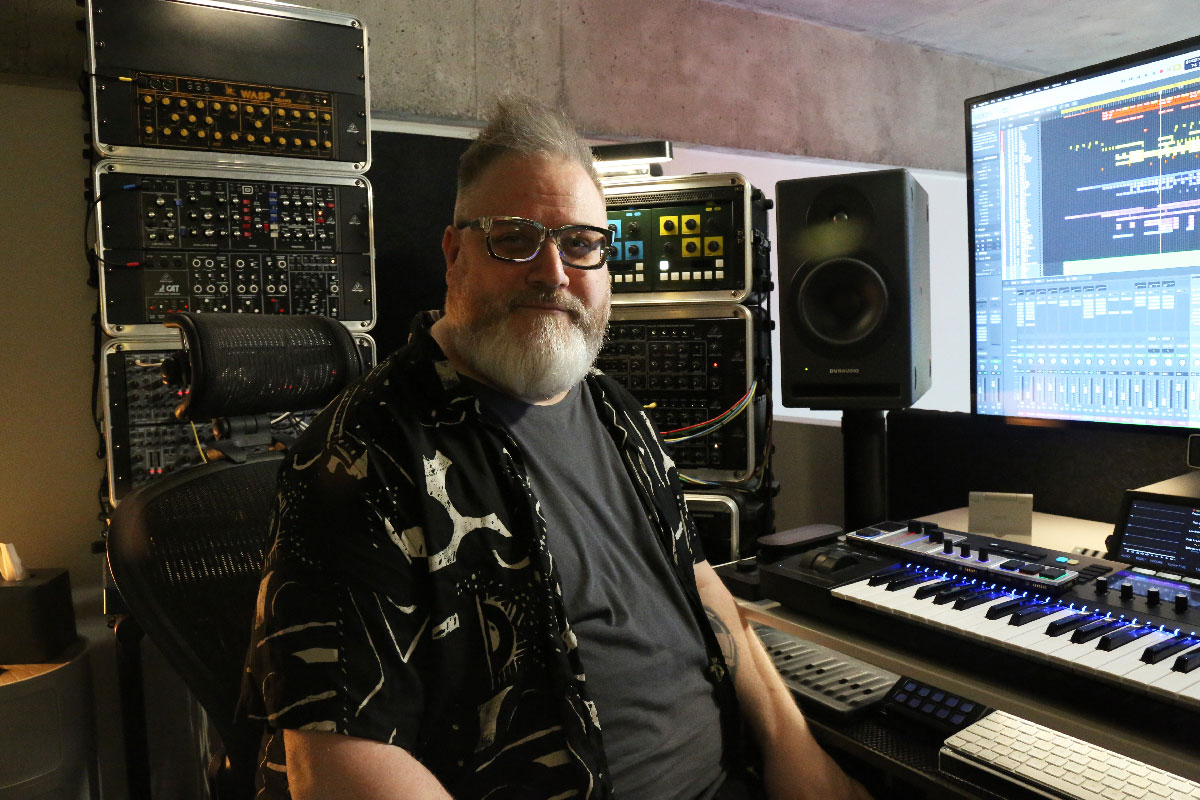 Music producer Robbie Bronnimann in his recording studio