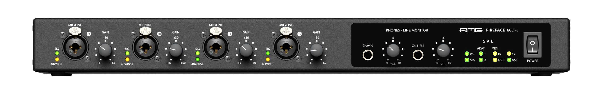 Black RME Fireface 802 FS AE (front panel)