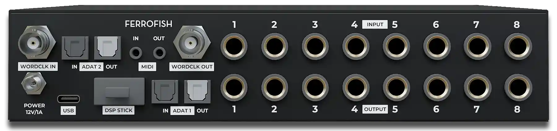 Ferrofish Pulse8 AE back panel