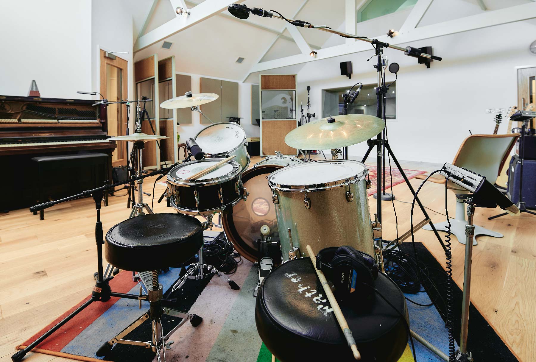 Drum kit in Otterhead Studios live room. Photo by Mike Banks