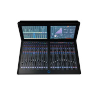 Top-down view of the Calrec Argo M 24-fader mixing console