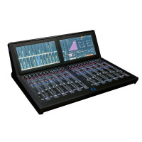 Angle view of the Calrec Argo M 24-fader mixing console