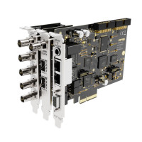 Side view of the RME HDSPe AoX-M sound card with MADI Cards