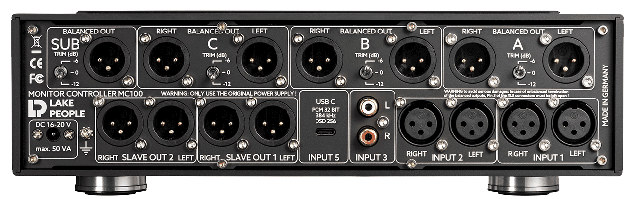 Lake People MC100 monitor controller - back panel